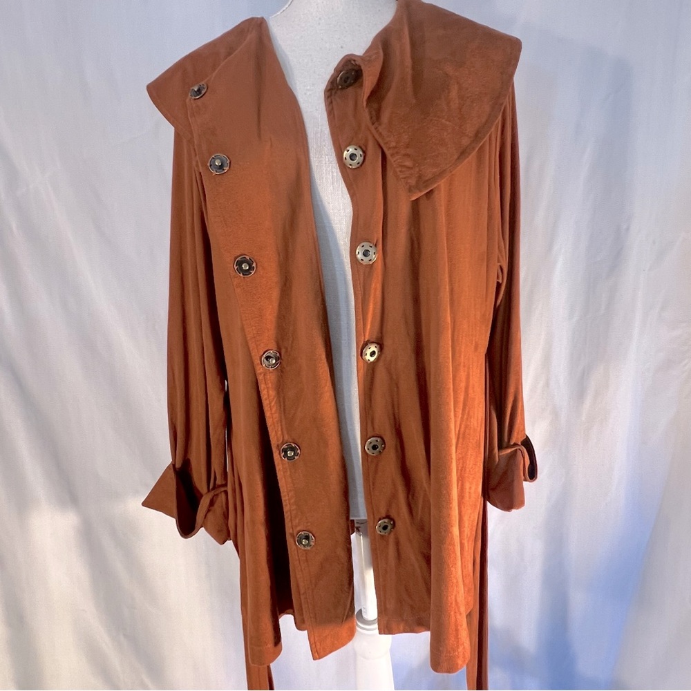 Genealogy Fashion DNA Jacket Top Faux Ultra Suede Sash Sogy Belt & Snap  EUC 2X👍 - Picture 5 of 7